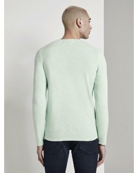 mintgrüner Pullover mit einem Rundhalsausschnitt von Tom Tailor Denim