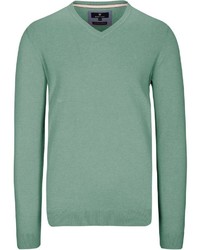 mintgrüner Pullover mit einem V-Ausschnitt von BASEFIELD