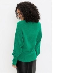 mintgrüner Pullover mit einem V-Ausschnitt von bonprix