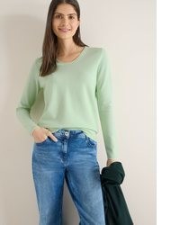 mintgrüner Pullover mit einem V-Ausschnitt von Cecil