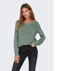 mintgrüner Pullover mit einem V-Ausschnitt von Only