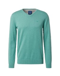 mintgrüner Pullover mit einem V-Ausschnitt von Tom Tailor