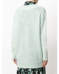 mintgrüner Pullover mit einem V-Ausschnitt von Temperley London