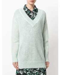 mintgrüner Pullover mit einem V-Ausschnitt von Temperley London