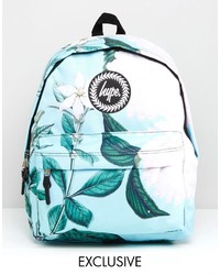 mintgrüner Rucksack mit Blumenmuster