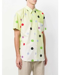 mintgrünes bedrucktes Kurzarmhemd von Comme Des Garcons SHIRT