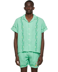 mintgrünes bedrucktes Kurzarmhemd von HARAGO