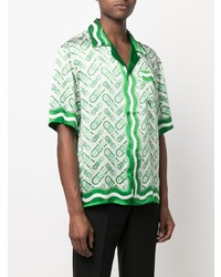mintgrünes bedrucktes Kurzarmhemd von Casablanca
