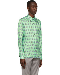 mintgrünes bedrucktes Langarmhemd von Dries Van Noten