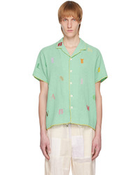 mintgrünes bedrucktes Langarmhemd von HARAGO