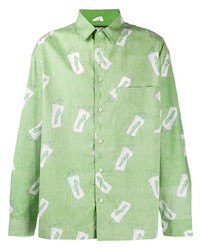 mintgrünes bedrucktes Langarmhemd von Jacquemus