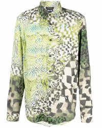 mintgrünes bedrucktes Langarmhemd von Just Cavalli