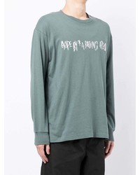 mintgrünes bedrucktes Langarmshirt von AAPE BY A BATHING APE