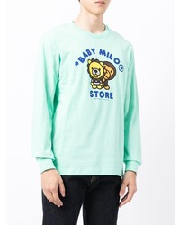 mintgrünes bedrucktes Langarmshirt von *BABY MILO® STORE BY *A BATHING APE®