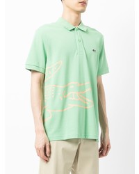 mintgrünes bedrucktes Polohemd von Lacoste