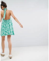 mintgrünes bedrucktes schwingendes Kleid von Asos