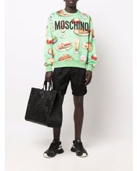 mintgrünes bedrucktes Sweatshirt von Moschino