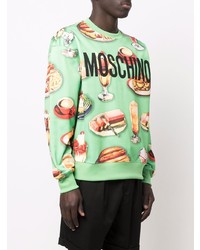 mintgrünes bedrucktes Sweatshirt von Moschino