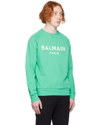 mintgrünes bedrucktes Sweatshirt von Balmain