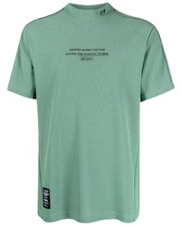 mintgrünes bedrucktes T-Shirt mit einem Rundhalsausschnitt aus Netzstoff von MASTER BUNNY EDITION
