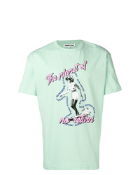 mintgrünes bedrucktes T-Shirt mit einem Rundhalsausschnitt
