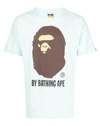 mintgrünes bedrucktes T-Shirt mit einem Rundhalsausschnitt von A Bathing Ape