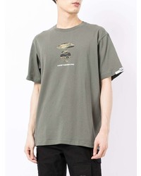 mintgrünes bedrucktes T-Shirt mit einem Rundhalsausschnitt von AAPE BY A BATHING APE