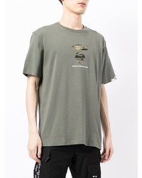 mintgrünes bedrucktes T-Shirt mit einem Rundhalsausschnitt von AAPE BY A BATHING APE