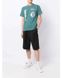 mintgrünes bedrucktes T-Shirt mit einem Rundhalsausschnitt von AAPE BY A BATHING APE