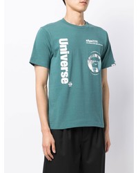 mintgrünes bedrucktes T-Shirt mit einem Rundhalsausschnitt von AAPE BY A BATHING APE