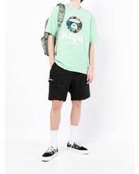 mintgrünes bedrucktes T-Shirt mit einem Rundhalsausschnitt von AAPE BY A BATHING APE