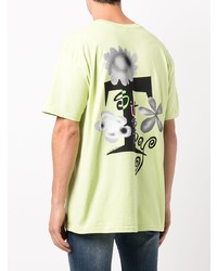 mintgrünes bedrucktes T-Shirt mit einem Rundhalsausschnitt von Stussy