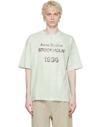 mintgrünes bedrucktes T-Shirt mit einem Rundhalsausschnitt von Acne Studios