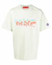 mintgrünes bedrucktes T-Shirt mit einem Rundhalsausschnitt von ACUPUNCTURE 1993