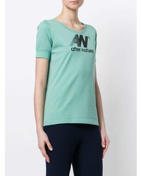 mintgrünes bedrucktes T-Shirt mit einem Rundhalsausschnitt von Aalto