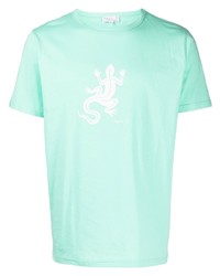 mintgrünes bedrucktes T-Shirt mit einem Rundhalsausschnitt von agnès b.