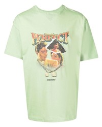 mintgrünes bedrucktes T-Shirt mit einem Rundhalsausschnitt von Ahluwalia