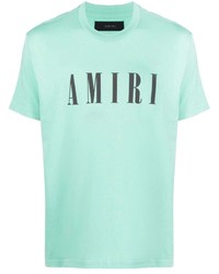 mintgrünes bedrucktes T-Shirt mit einem Rundhalsausschnitt von Amiri