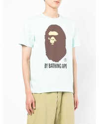 mintgrünes bedrucktes T-Shirt mit einem Rundhalsausschnitt von A Bathing Ape