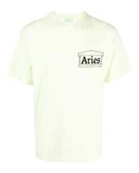 mintgrünes bedrucktes T-Shirt mit einem Rundhalsausschnitt von Aries