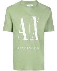 mintgrünes bedrucktes T-Shirt mit einem Rundhalsausschnitt von Armani Exchange