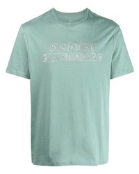 mintgrünes bedrucktes T-Shirt mit einem Rundhalsausschnitt von Armani Exchange