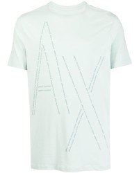 mintgrünes bedrucktes T-Shirt mit einem Rundhalsausschnitt von Armani Exchange