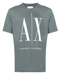 mintgrünes bedrucktes T-Shirt mit einem Rundhalsausschnitt von Armani Exchange