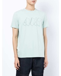 mintgrünes bedrucktes T-Shirt mit einem Rundhalsausschnitt von Armani Exchange