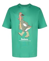 mintgrünes bedrucktes T-Shirt mit einem Rundhalsausschnitt von Barbour