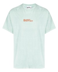 mintgrünes bedrucktes T-Shirt mit einem Rundhalsausschnitt von Blood Brother