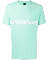 mintgrünes bedrucktes T-Shirt mit einem Rundhalsausschnitt von BOSS HUGO BOSS