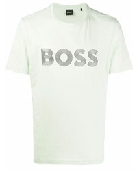 mintgrünes bedrucktes T-Shirt mit einem Rundhalsausschnitt von BOSS