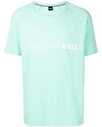 mintgrünes bedrucktes T-Shirt mit einem Rundhalsausschnitt von BOSS